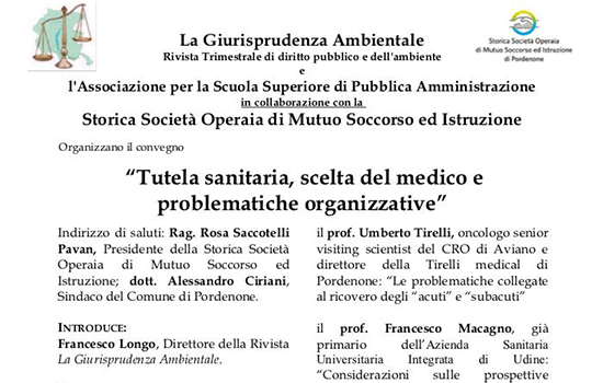 “TUTELA SANITARIA, SCELTA DEL MEDICO E PROBLEMATICHE ORGANIZZATIVE”: IL PROF. UMBERTO TIRELLI A CONVEGNO